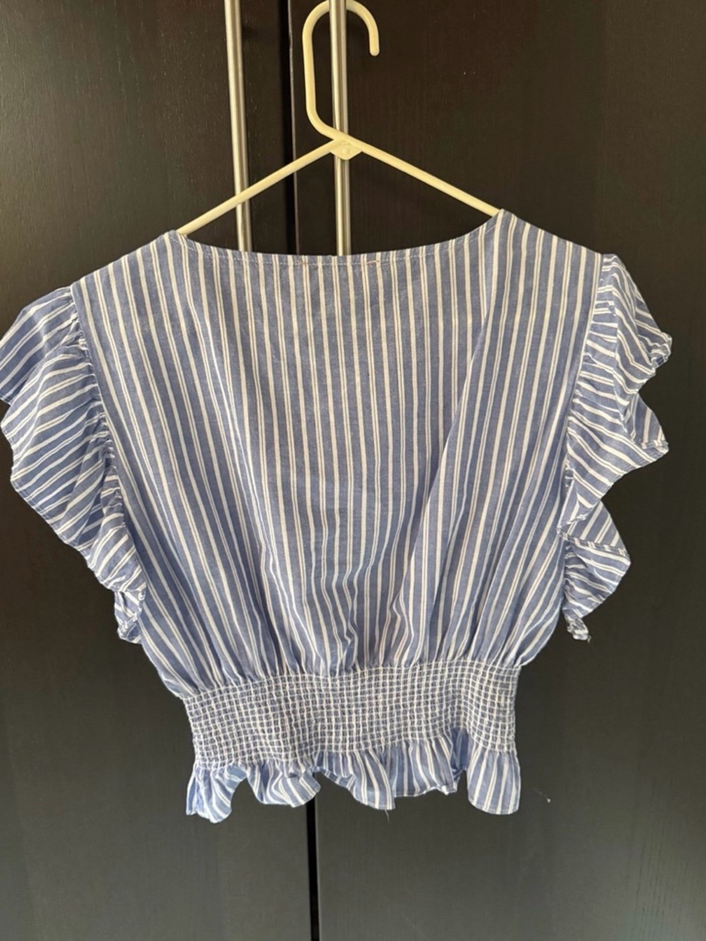 Philosophy Blue and White Vertical Stripe Top with Smocked Detail - Picture 4 of 4